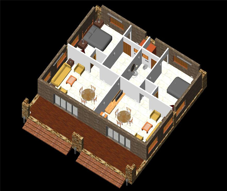独栋单层小别墅BIM模型，Revit模型免费下载