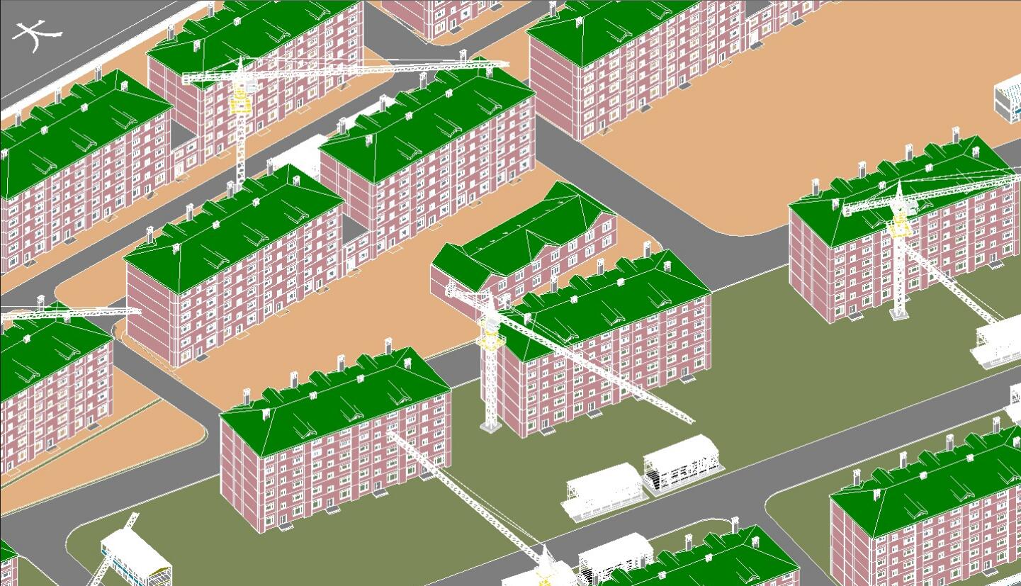 多层住宅楼建筑群施工场地模拟BIM模型，Revit模型免费下载